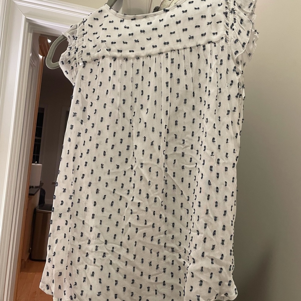 Loft White with Blue Detail Top SIZE SMALL